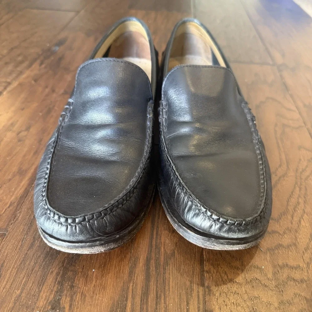 Cole Haan Shoes Mens 9.5 Black Leather Loafers Slip On Moc Toe Dress C12658 Nice